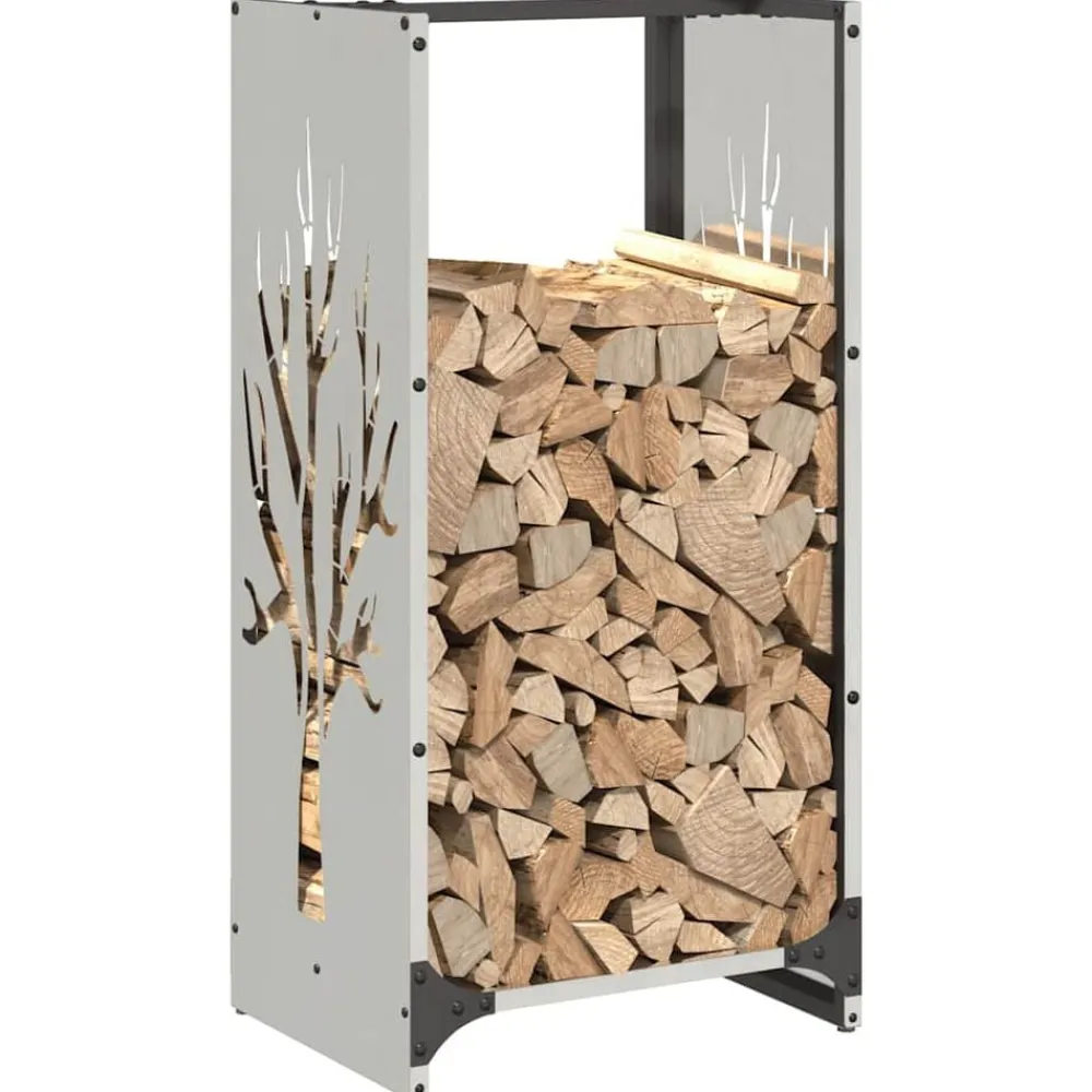 vidaXL Leñero 40x30x80 cm Acero inoxidable Clearance