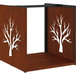 vidaXL Leñero 40x40x40 cm Acero oxidado Discount