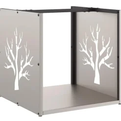 vidaXL Leñero 40x40x40 cm Acero oxidado Discount