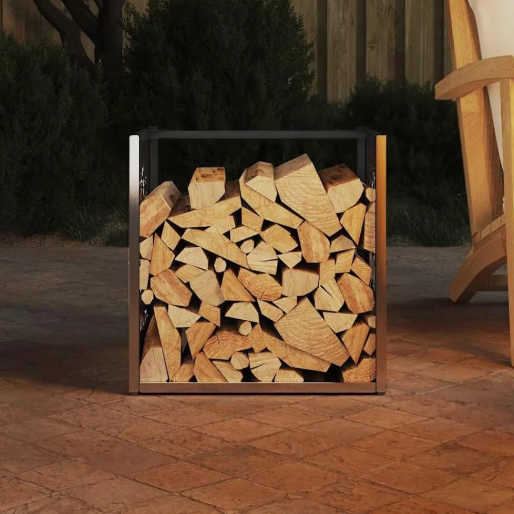 vidaXL Leñero 40x40x40 cm Acero inoxidable