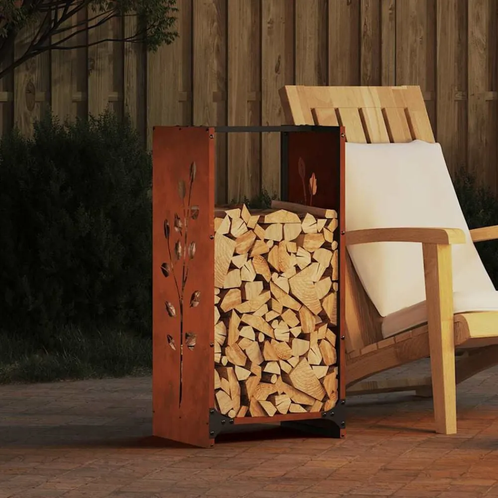vidaXL Accesorios Para Hornos De Leña Y Chimeneas-Leñero 40x30x80 cm acero corten