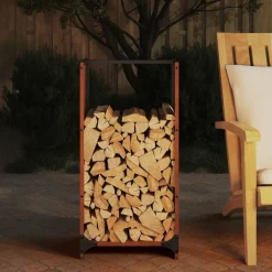 vidaXL Accesorios Para Hornos De Leña Y Chimeneas-Leñero 40x30x80 cm acero corten