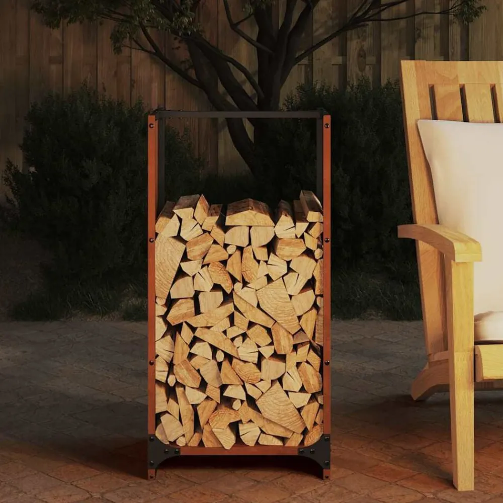vidaXL Accesorios Para Hornos De Leña Y Chimeneas-Leñero 40x30x80 cm acero corten