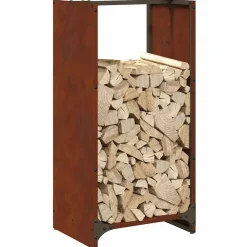 vidaXL Leñero 40x30x80 cm acero corten Acero oxidado Online
