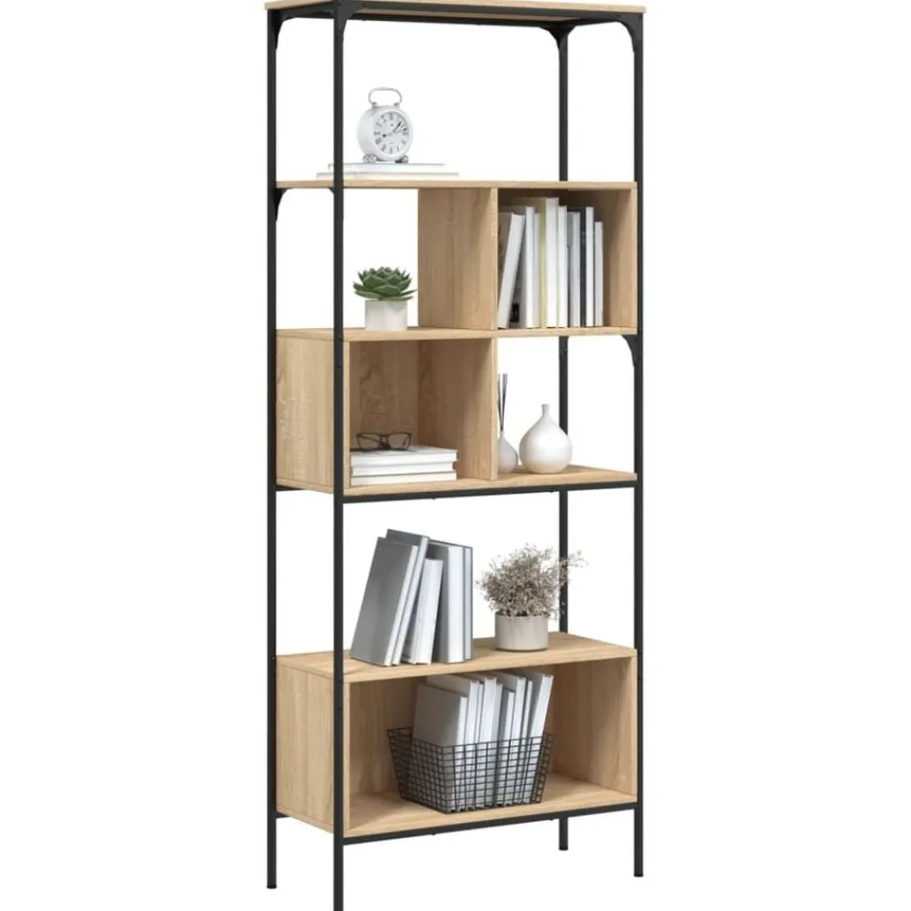 vidaXL Librería 5 estantes madera de ingeniería roble 76x33x188,5 cm Roble Sonoma New