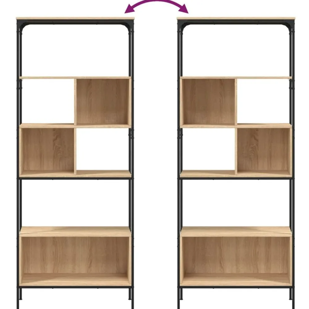 vidaXL Librería 5 estantes madera de ingeniería roble 76x33x188,5 cm Roble Sonoma New