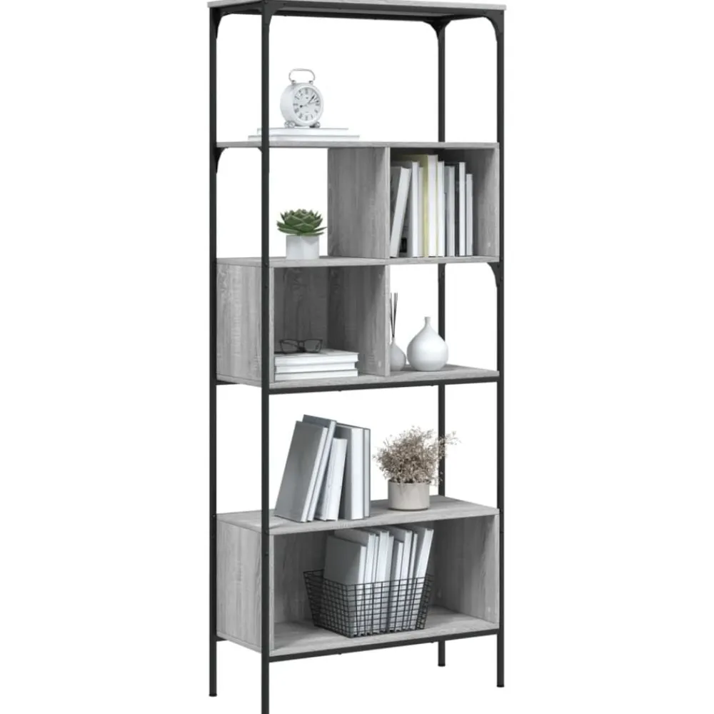 vidaXL Estanterías-Librería 5 estantes madera ingeniería 76x33x188,5cm