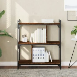 vidaXL Estanterías-Librería 3 estantes madera ingeniería marrón roble 76x32x88 cm