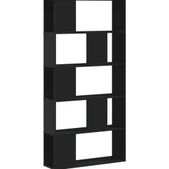 vidaXL Estanterías-Librería 5 niveles madera ingeniería negra 80,5x23,5x162,5 cm