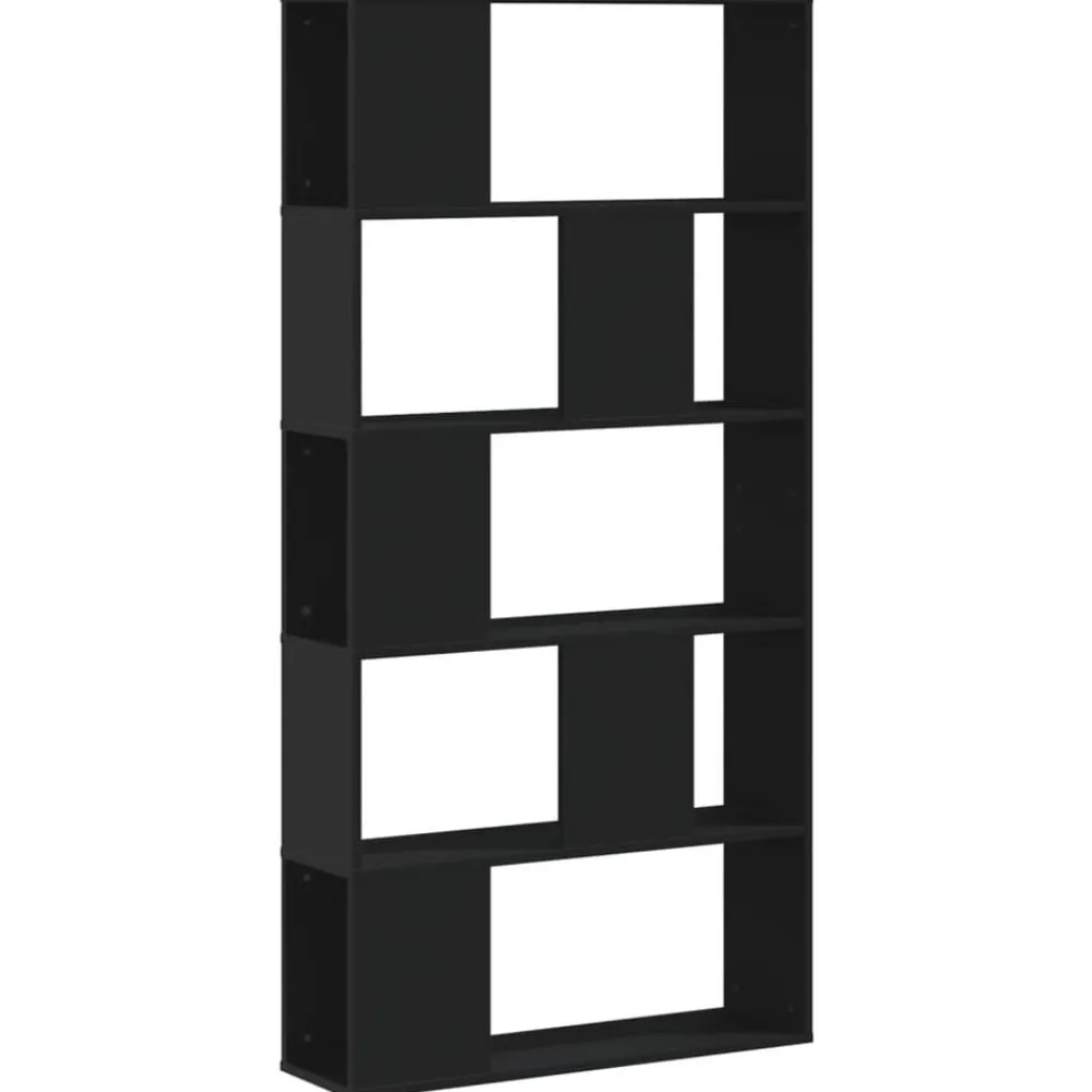 vidaXL Estanterías-Librería 5 niveles madera ingeniería negra 80,5x23,5x162,5 cm