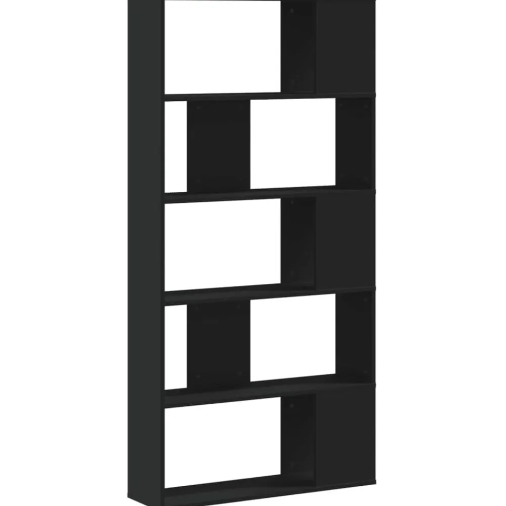 vidaXL Estanterías-Librería 5 niveles madera ingeniería negra 80,5x23,5x162,5 cm