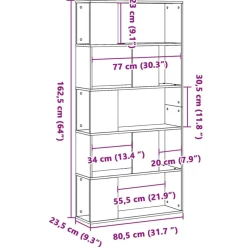 vidaXL Estanterías-Librería 5 niveles madera ingeniería negra 80,5x23,5x162,5 cm