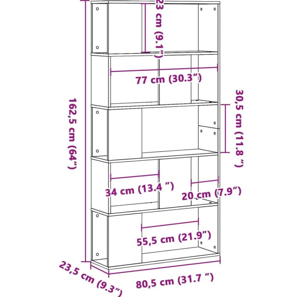 vidaXL Estanterías-Librería 5 niveles madera ingeniería negra 80,5x23,5x162,5 cm