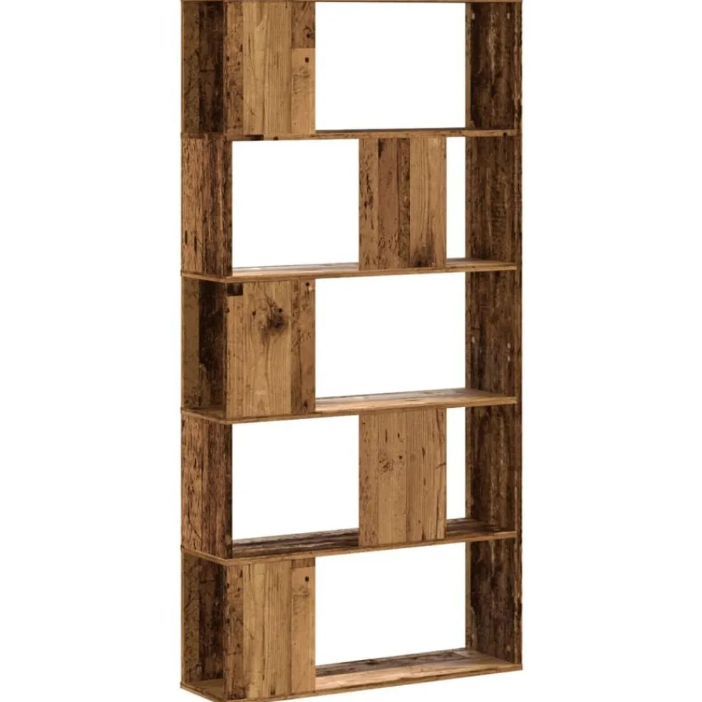 vidaXL Estanterías-Librería 5 niveles madera color envejecido 80,5x23,5x162,5 cm