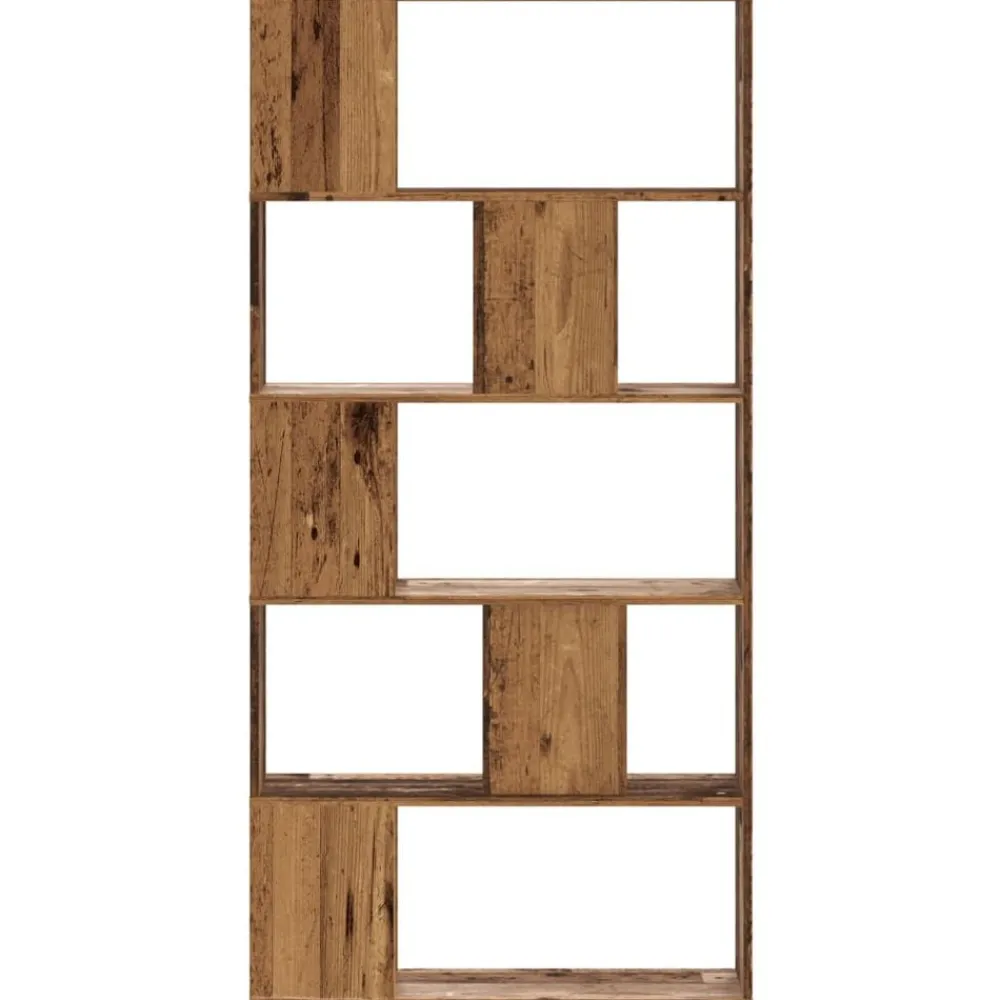 vidaXL Estanterías-Librería 5 niveles madera color envejecido 80,5x23,5x162,5 cm