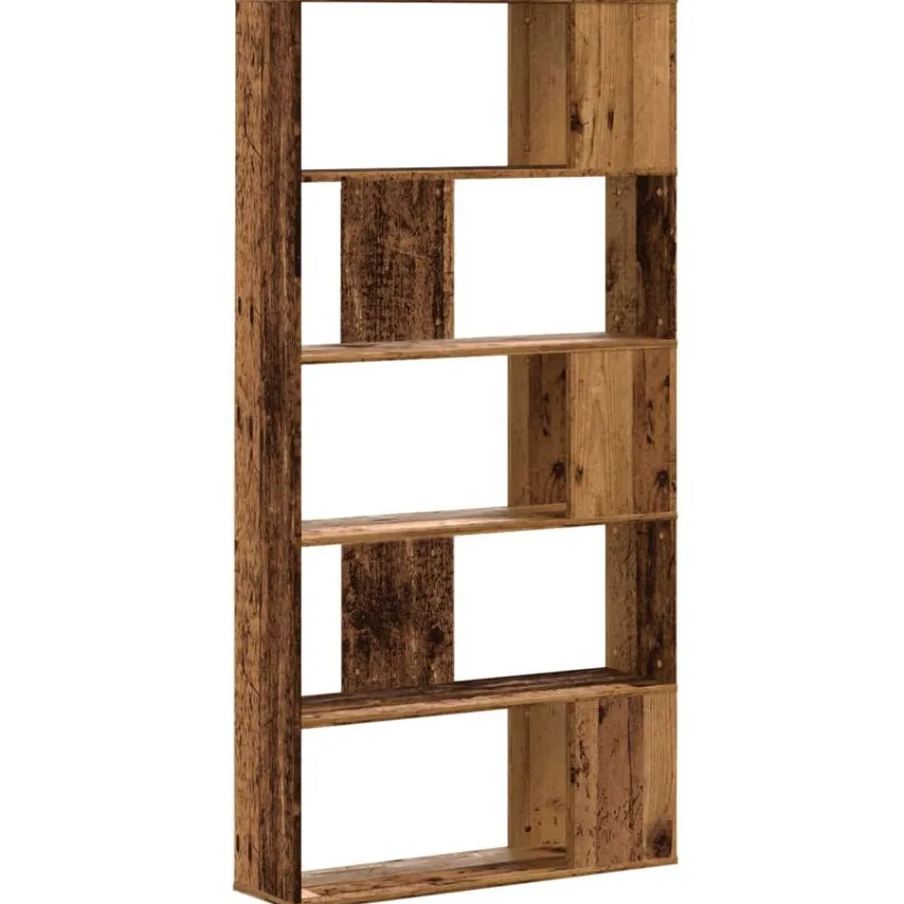 vidaXL Estanterías-Librería 5 niveles madera color envejecido 80,5x23,5x162,5 cm