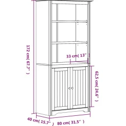 vidaXL Librería BODO madera maciza de pino 82x40x173 cm Gris Clearance