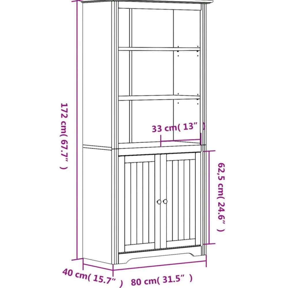 vidaXL Librería BODO madera maciza de pino 82x40x173 cm Gris Clearance