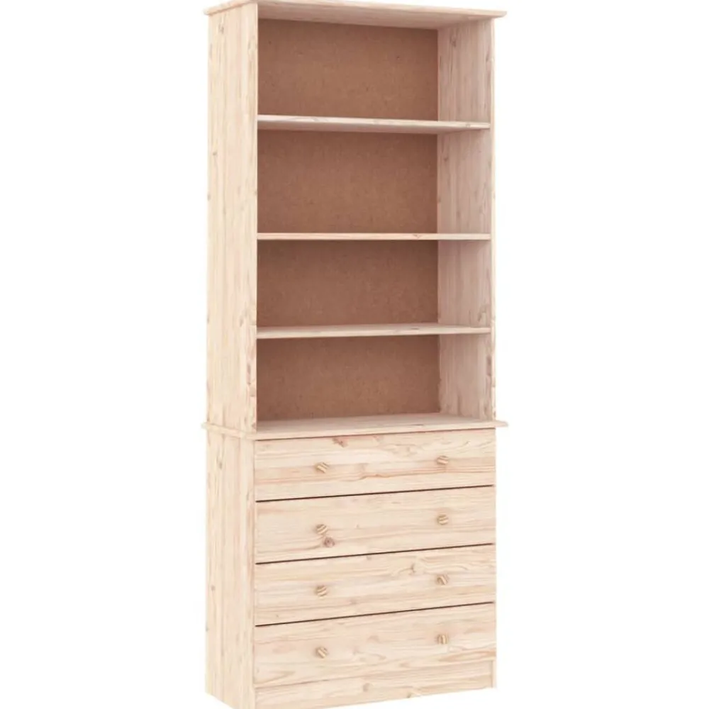 vidaXL Librería con cajones ALTA madera maciza de pino 77x35x186,5 cm Natural Online