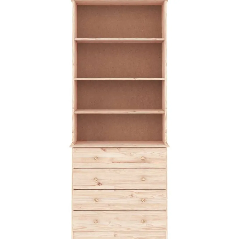 vidaXL Librería con cajones ALTA madera maciza de pino 77x35x186,5 cm Natural Online