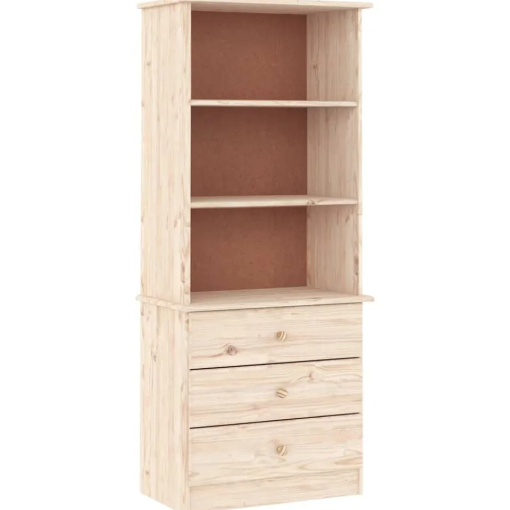 vidaXL Librería con cajones ALTA madera maciza de pino 60x35x142 cm Natural Discount