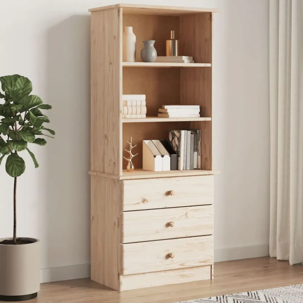 vidaXL Librería con cajones ALTA madera maciza de pino 60x35x142 cm Natural Discount