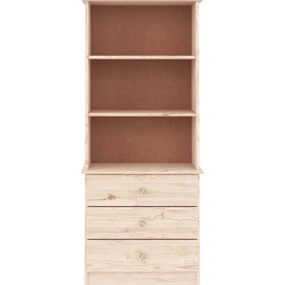 vidaXL Librería con cajones ALTA madera maciza de pino 60x35x142 cm Natural Discount