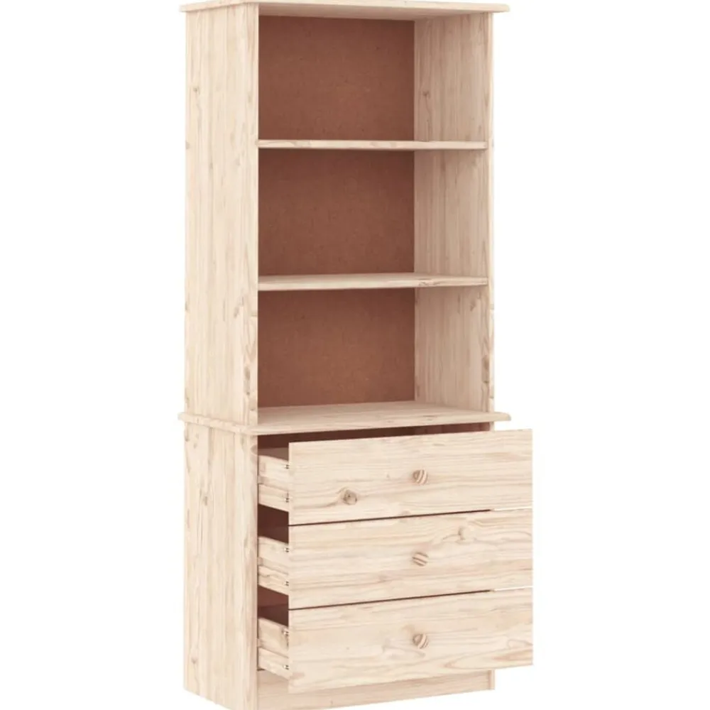 vidaXL Librería con cajones ALTA madera maciza de pino 60x35x142 cm Natural Discount