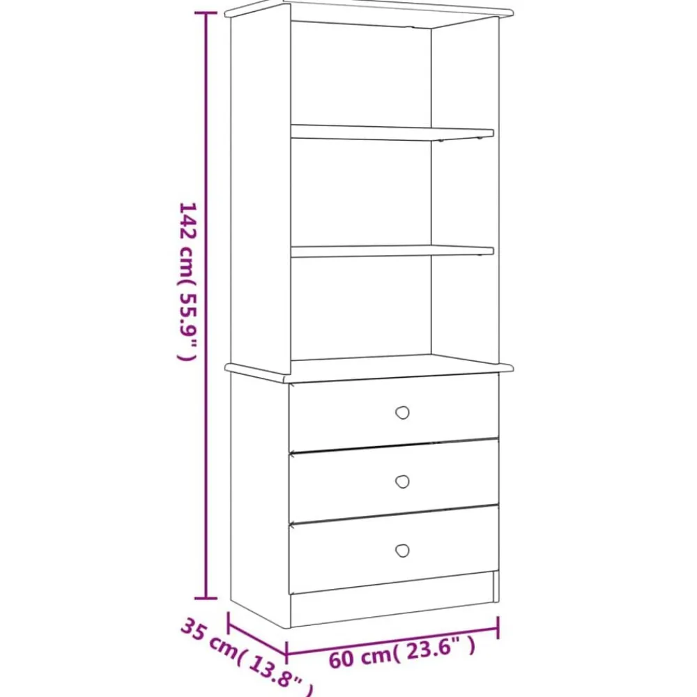vidaXL Librería con cajones ALTA madera maciza de pino 60x35x142 cm Natural Discount