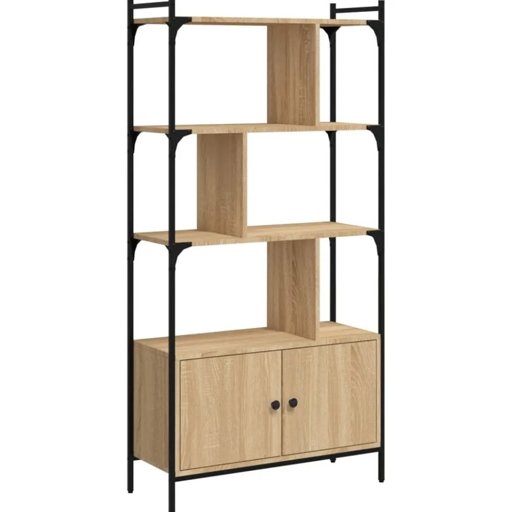 vidaXL Estanterías-Librería con puertas 76,5x30x154,5 cm madera de ingeniería