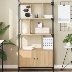 vidaXL Estanterías-Librería con puertas 76,5x30x154,5 cm madera de ingeniería