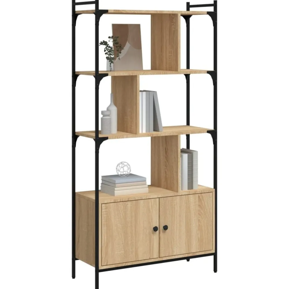 vidaXL Estanterías-Librería con puertas 76,5x30x154,5 cm madera de ingeniería