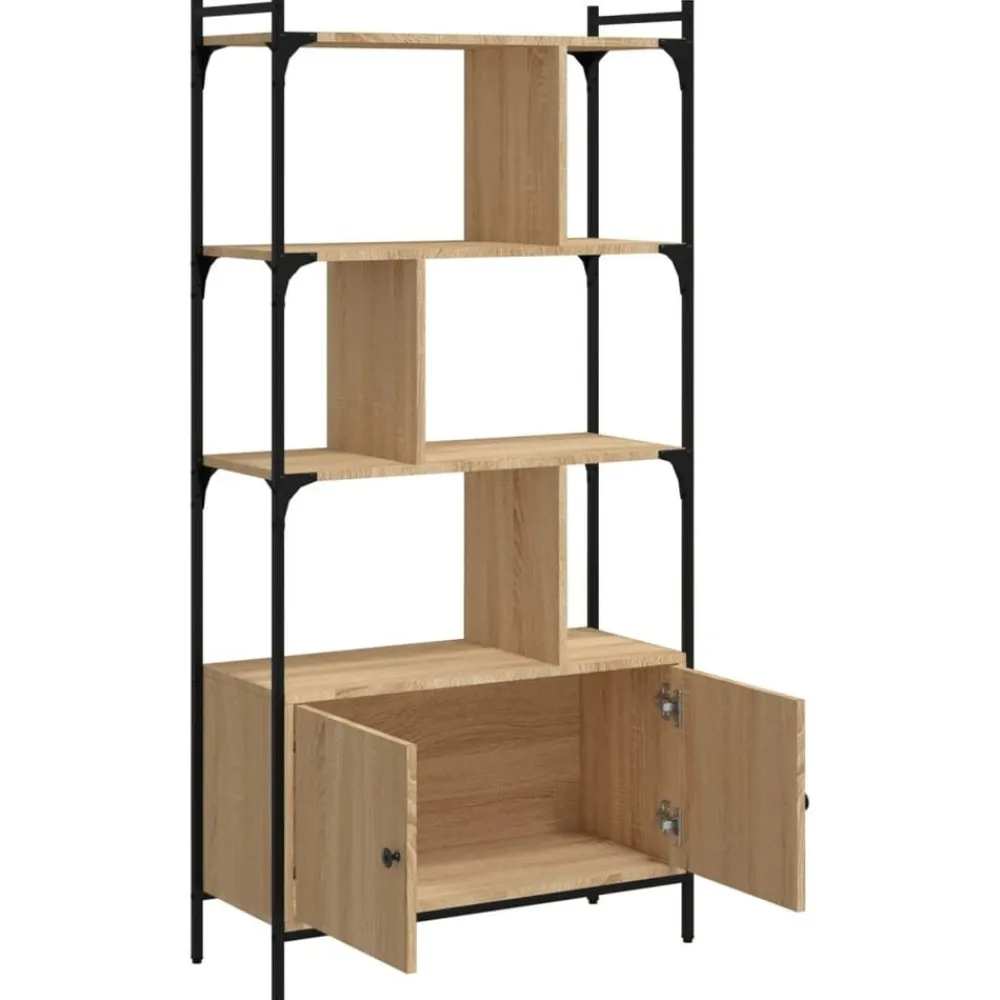 vidaXL Estanterías-Librería con puertas 76,5x30x154,5 cm madera de ingeniería