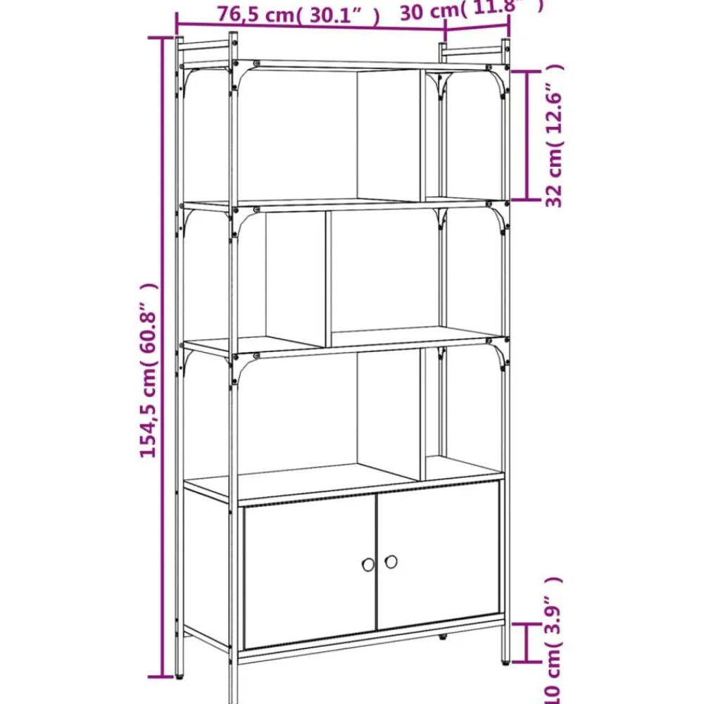 vidaXL Estanterías-Librería con puertas 76,5x30x154,5 cm madera de ingeniería