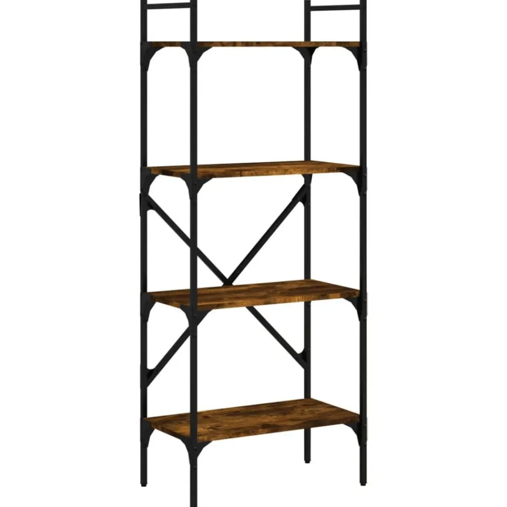 vidaXL Librería de 4 estantes madera 56x31,5x138,5 cm Roble ahumado Online