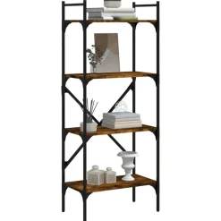 vidaXL Librería de 4 estantes madera 56x31,5x138,5 cm Roble ahumado Online