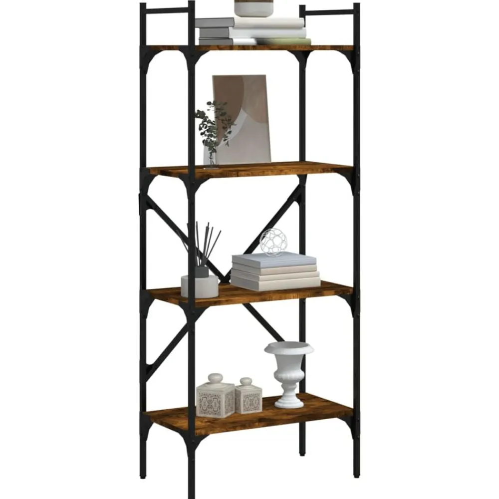 vidaXL Librería de 4 estantes madera 56x31,5x138,5 cm Roble ahumado Online