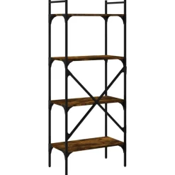 vidaXL Librería de 4 estantes madera 56x31,5x138,5 cm Roble ahumado Online