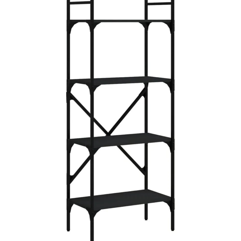 vidaXL Librería de 4 estantes madera ingeniería 56x31,5x138,5 cm Negro Online