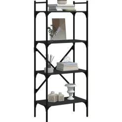 vidaXL Librería de 4 estantes madera ingeniería 56x31,5x138,5 cm Negro Online