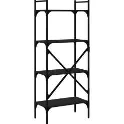 vidaXL Librería de 4 estantes madera ingeniería 56x31,5x138,5 cm Negro Online