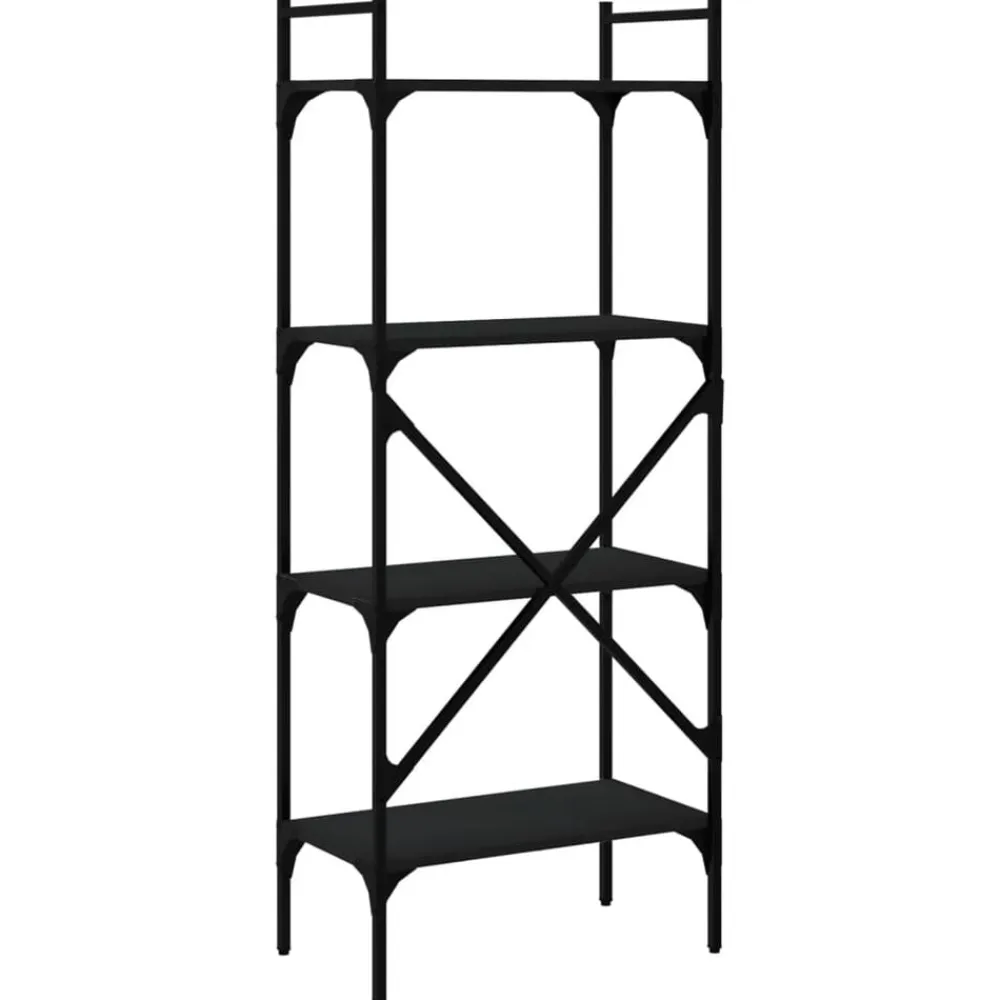 vidaXL Librería de 4 estantes madera ingeniería 56x31,5x138,5 cm Negro Online