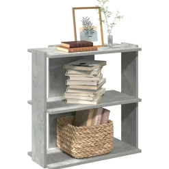 vidaXL Estanterías-Librería de 3 niveles madera gris hormigón 60x30x60 cm