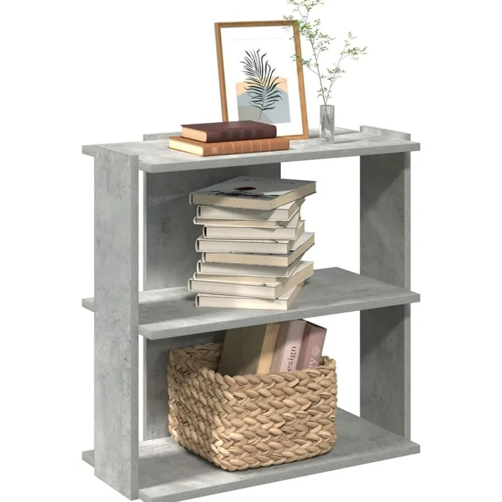 vidaXL Estanterías-Librería de 3 niveles madera gris hormigón 60x30x60 cm
