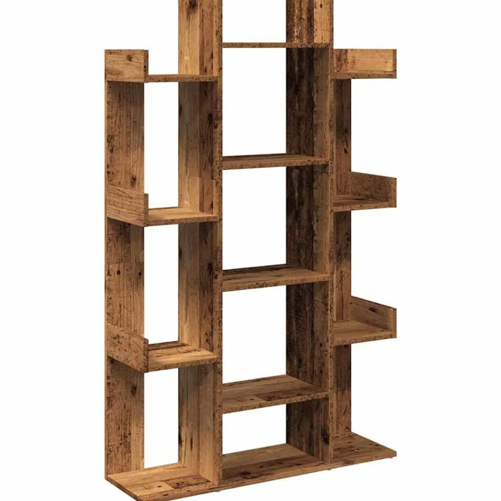 vidaXL Estanterías-Librería de madera contrachapada envejecida 86x25,5x140 cm