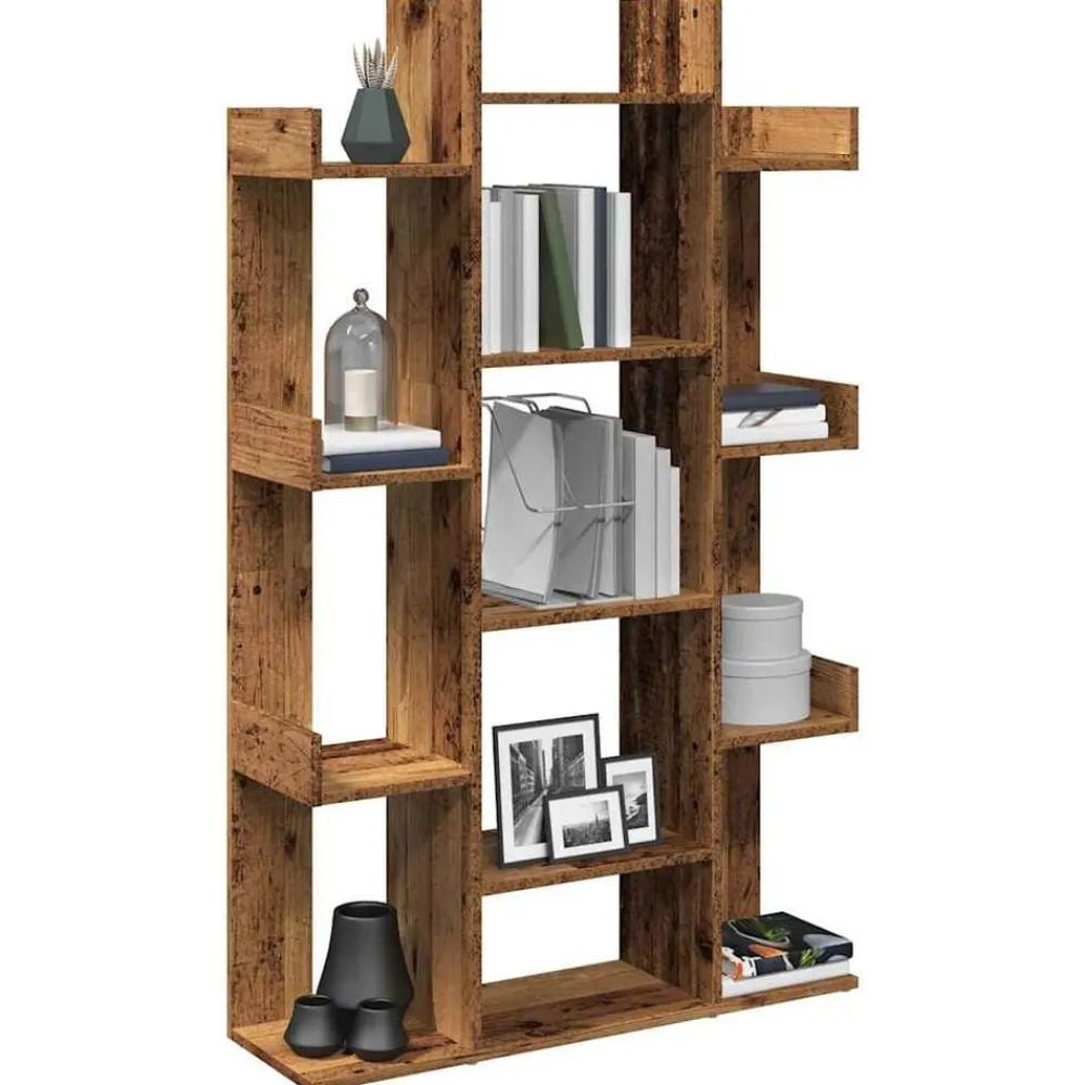 vidaXL Estanterías-Librería de madera contrachapada envejecida 86x25,5x140 cm