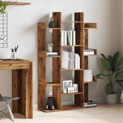 vidaXL Estanterías-Librería de madera contrachapada envejecida 86x25,5x140 cm