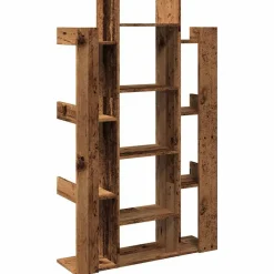 vidaXL Estanterías-Librería de madera contrachapada envejecida 86x25,5x140 cm