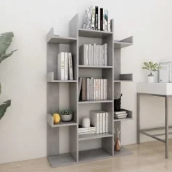 vidaXL Librería de madera contrachapada gris hormigón 86x25,5x140 cm Gris hormig&oacute;n New