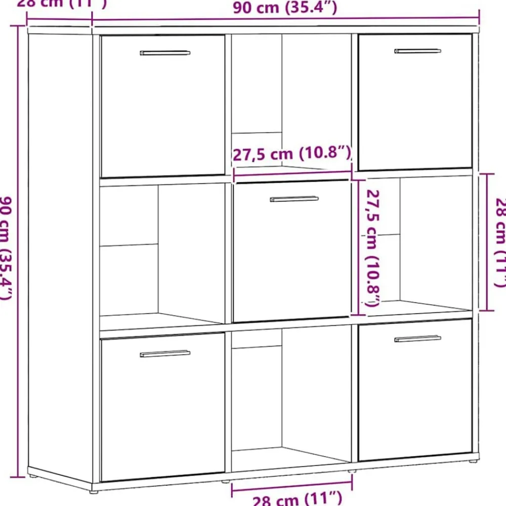 vidaXL Estanterías-Librería de 90x28x90 cm Madera de ingeniería